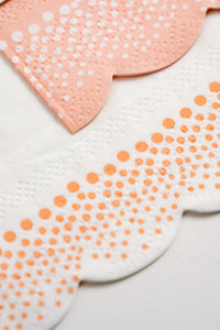 Peach polka dot guest towels featuring a soft pastel design, perfect for dinner parties and elegant gatherings.
