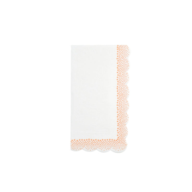 Peach polka dot guest towels featuring a soft pastel design, perfect for dinner parties and elegant gatherings.