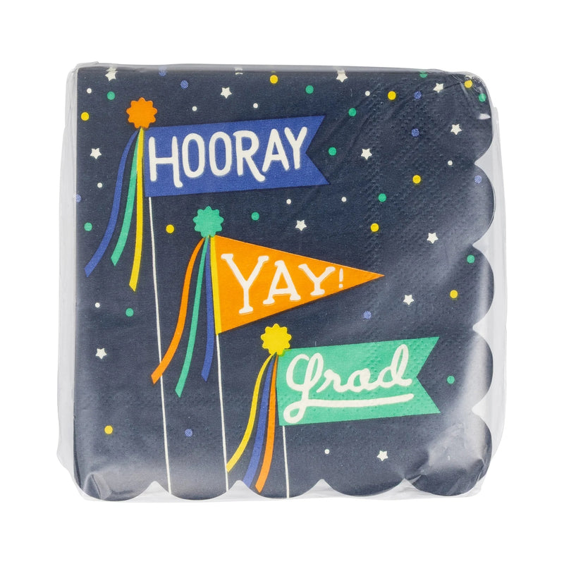Hooray Scallop Grad Cocktail Napkin, 24ct | Graduation Party, Graduation Napkins, Grad Party Decor, Graduation Decor, Grad Napkins