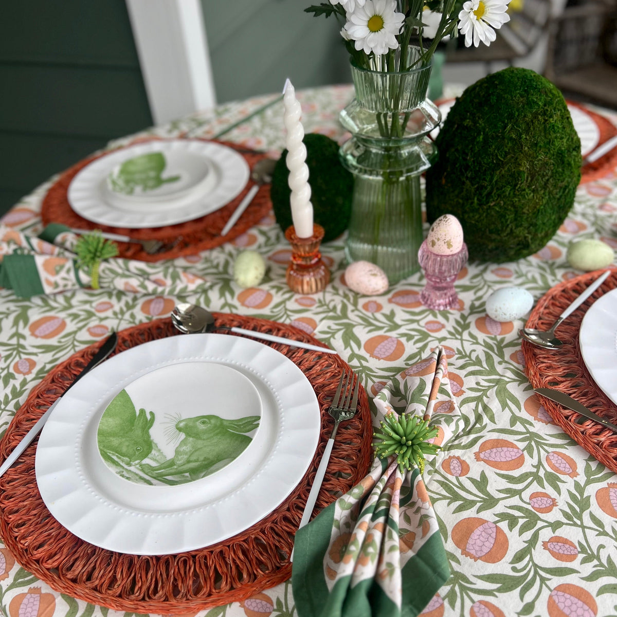 Green beaded napkin rings. 