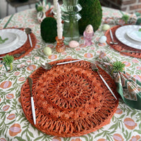Orange Woven Round Placemat - perfect for a Spring or Easter Table
