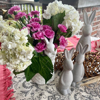 Gray easter bunny table decoration. Modern easter decor.