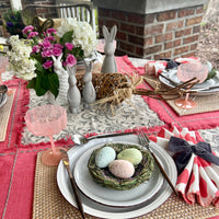 Gray easter bunny table decoration. Modern easter decor.