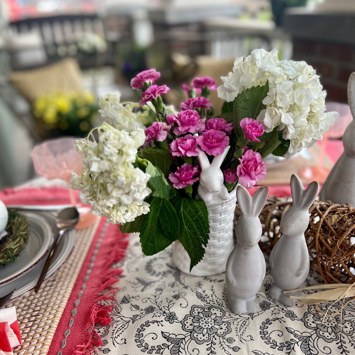 White ceramic Easter Bunny Vase perfect for a Spring table decor.