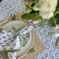 Bejeweled Blue and Green Flower Napkin Rings, Set of 4