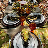 Transform your Thanksgiving table with our Sage Green Foliage Tablecloth. Perfect for both intimate and larger gatherings, available in 60" x 90" for six seats or 60" x 108" for eight. This 100% cotton Thanksgiving tablecloth beautifully complements your fall table decor with its rustic floral patterns, adding a classic autumn vibes to any meal.