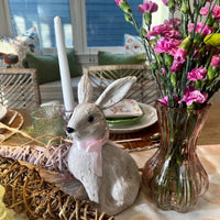 White sitting Easter Bunny decoration - perfect for a Spring table or Easter tablescape.