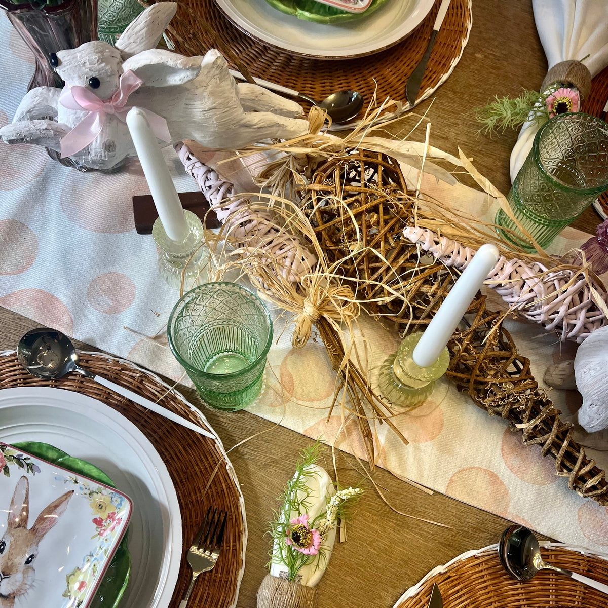 Light pink Easter Carrot Decoration with a rustic straw bow