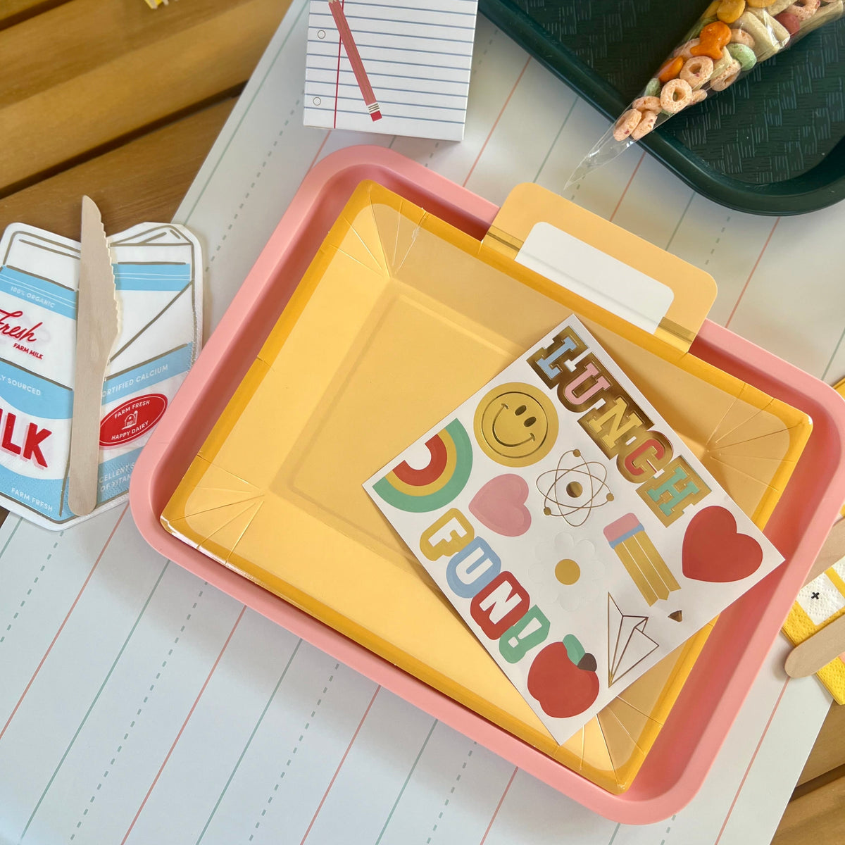 Back to School Paper Plates on first day of school breakfast table.