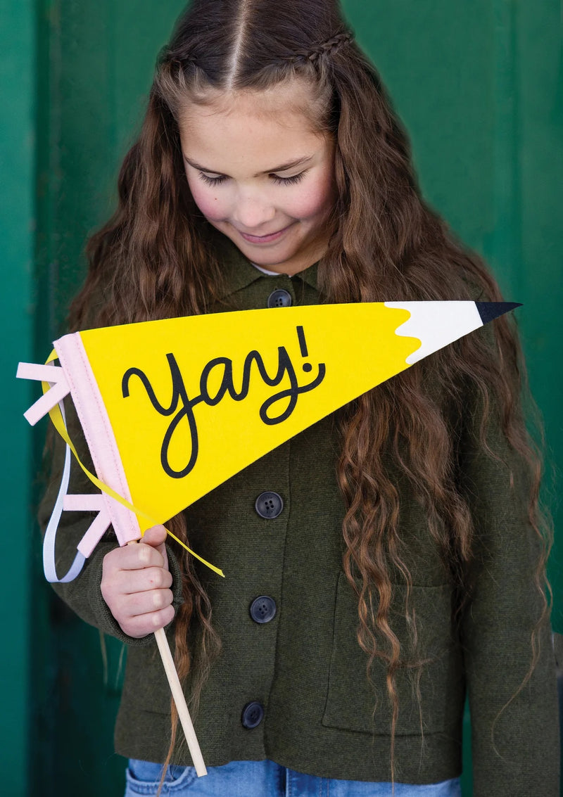 Yay Pencil Felt Pennant | Graduation Flag, Graduation Party, Graduation Centerpiece, Grad Party Decor, First Day of School, Preschool Grad