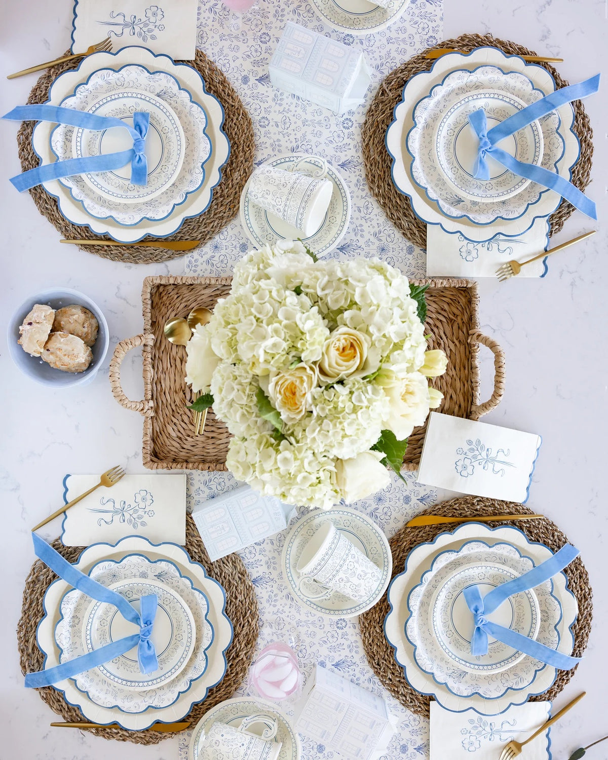 Pembroke Blue Floral Paper Table Runner | Tea Party Table Runner,  Bridgerton Bridal Shower, Garden Tea Party Decor, Tea Party Table Cloth