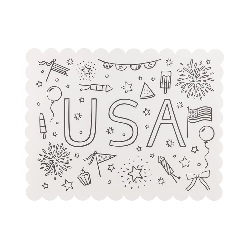 USA Coloring Activity Placemat, 24ct | Kids Patriotic Activity, Independence Day Party Decor, Coloring Placemats, Kids 4th of July Activity