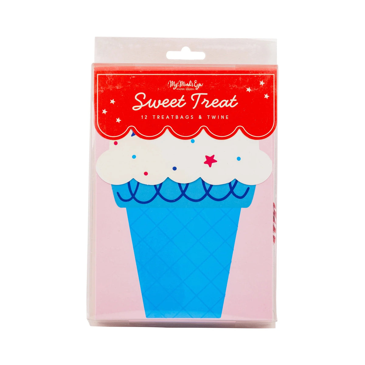 Adorable ice cream party favor bags perfect for a red, white, and two birthday celebration.