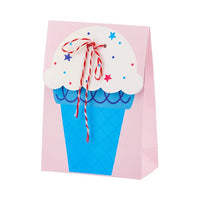 Colorful ice cream cone goodie bags featuring playful star and sprinkle details, ideal for a toddler's birthday party.