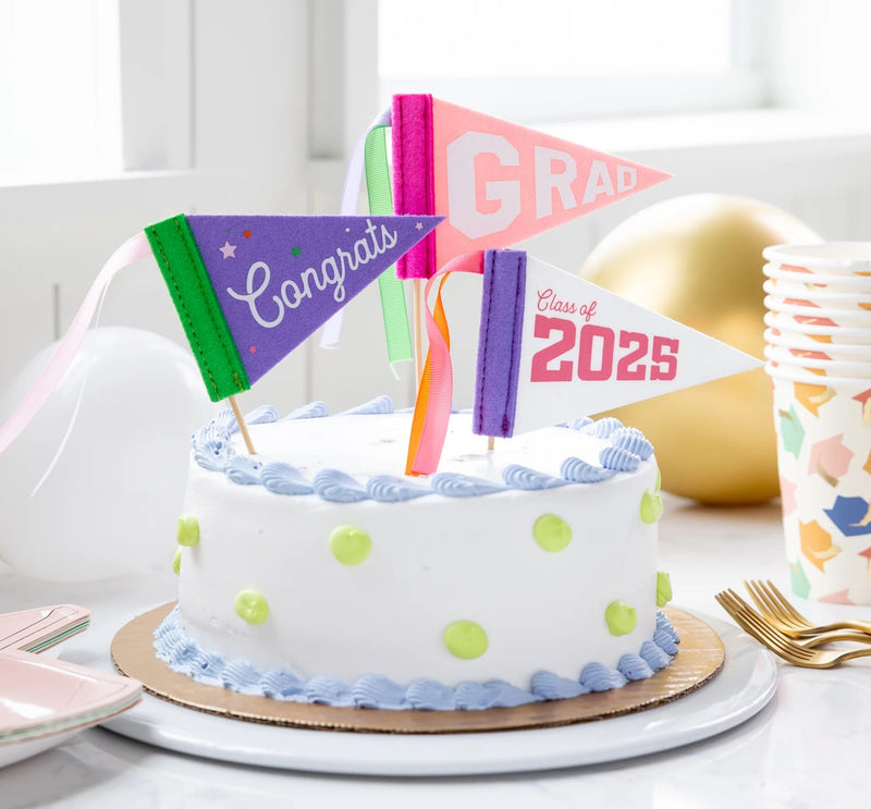 Pink Graduation Mini Felt Pennant Set | Graduation Decor, Class of 2025, Graduation Cake Topper, Graduation Party, Girl Graduation