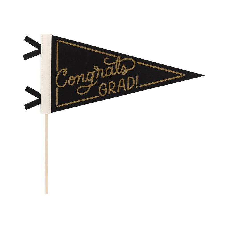 Black Congrats Grad Felt Pennant Flag | Graduation Flag, Graduation Party, Graduation Centerpiece, Grad Party Decor, Graduation Photo Prop