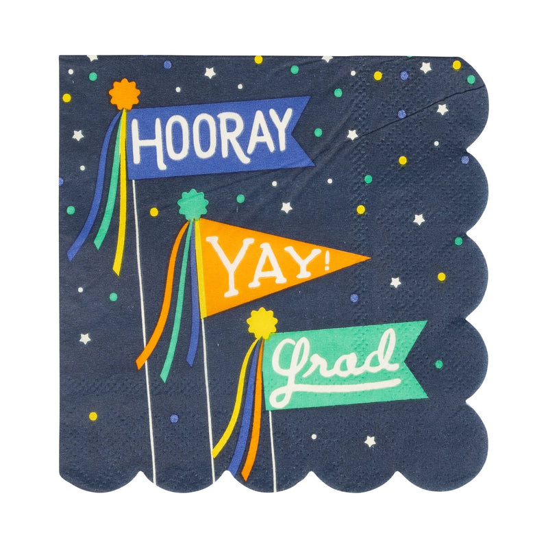 Hooray Scallop Grad Cocktail Napkin, 24ct | Graduation Party, Graduation Napkins, Grad Party Decor, Graduation Decor, Grad Napkins