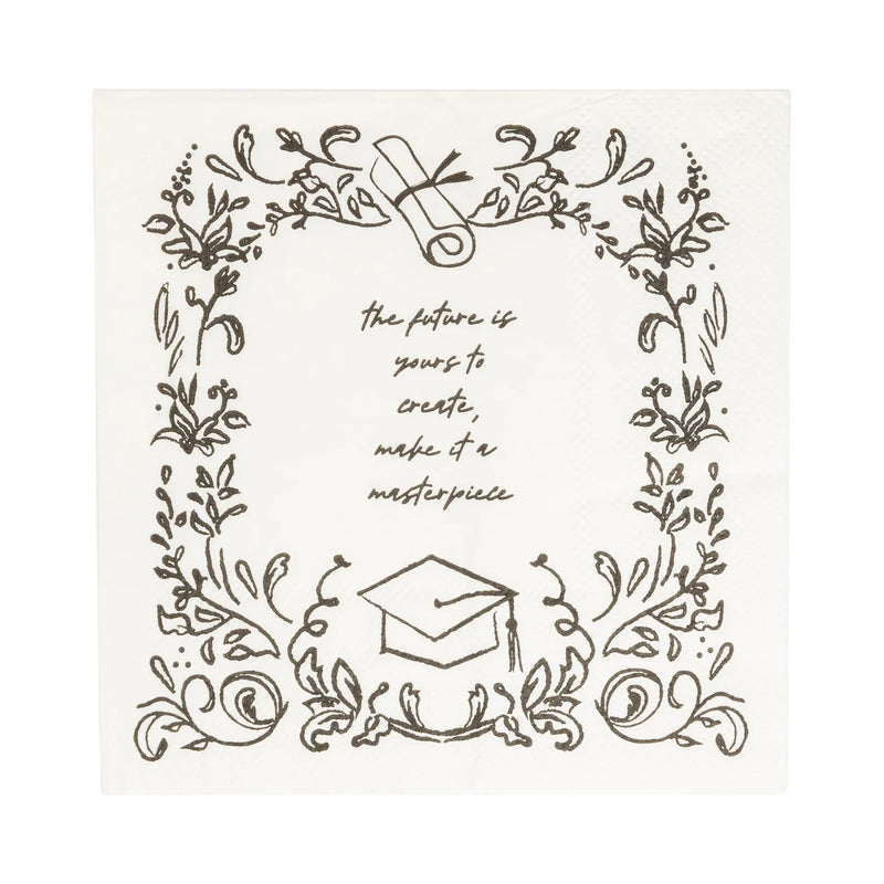 Classy Graduation Paper Cocktail Napkins, 24ct | The Future is Yours Graduation Theme, College Grad Party Napkins, Congrats Graduate