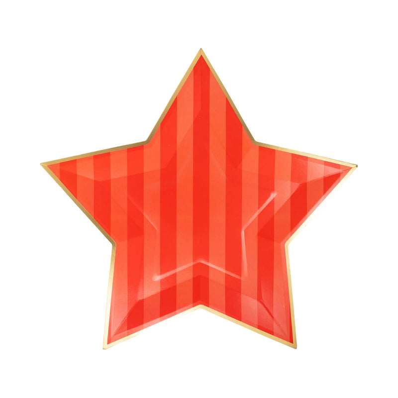 Striped Star Shaped Paper Plates, 8ct | Patriotic Plates, July 4th Paper Plates, 4th of July Party Supplies, Paper Dinner Plates, Patriotic