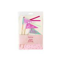 Pink Birthday Pennant Cake Toppers, 3ct | First Birthday Party Decor, Happy Birthday Cake Decor, Girls Birthday Party, Photo Booth Prop