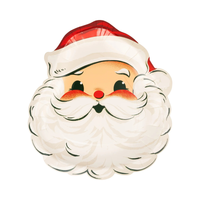 Single Retro Santa Paper Plate highlighting the retro Santa face with gold foil accents.