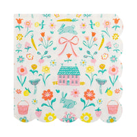 Springtime Cottage Cocktail Napkins featuring delicate floral patterns and soft pastel hues, perfect for tea parties and spring celebrations.