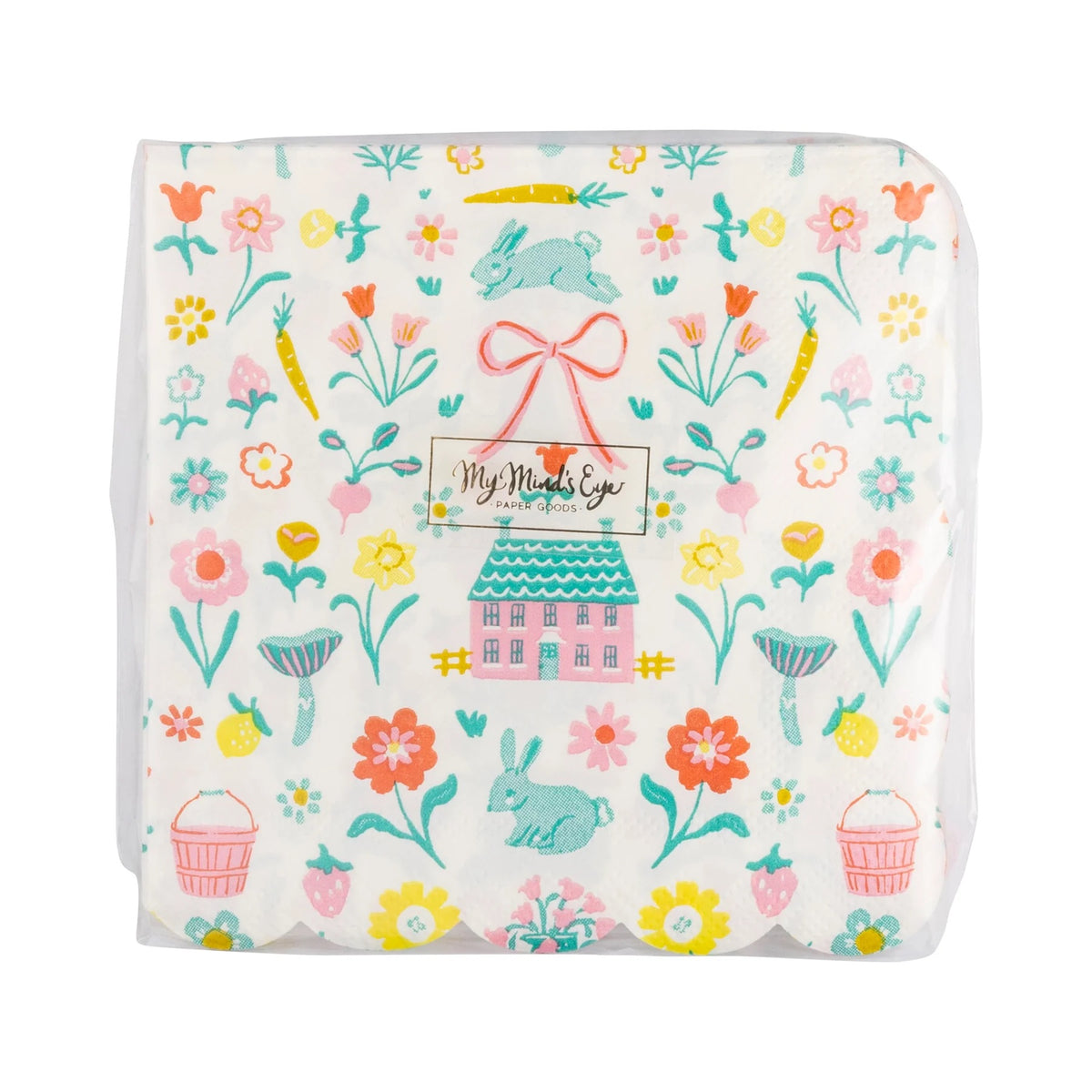 Springtime Cottage Cocktail Napkins in packaging, showcasing a vintage-inspired floral print.