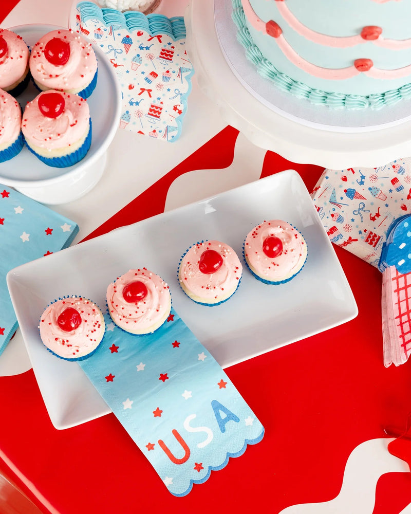 Summertime Pattern Cocktail Napkin, 24ct | Patriotic Napkins, July 4th Paper Napkins, 4th of July Party Decor, Summer Party Birthday Ideas