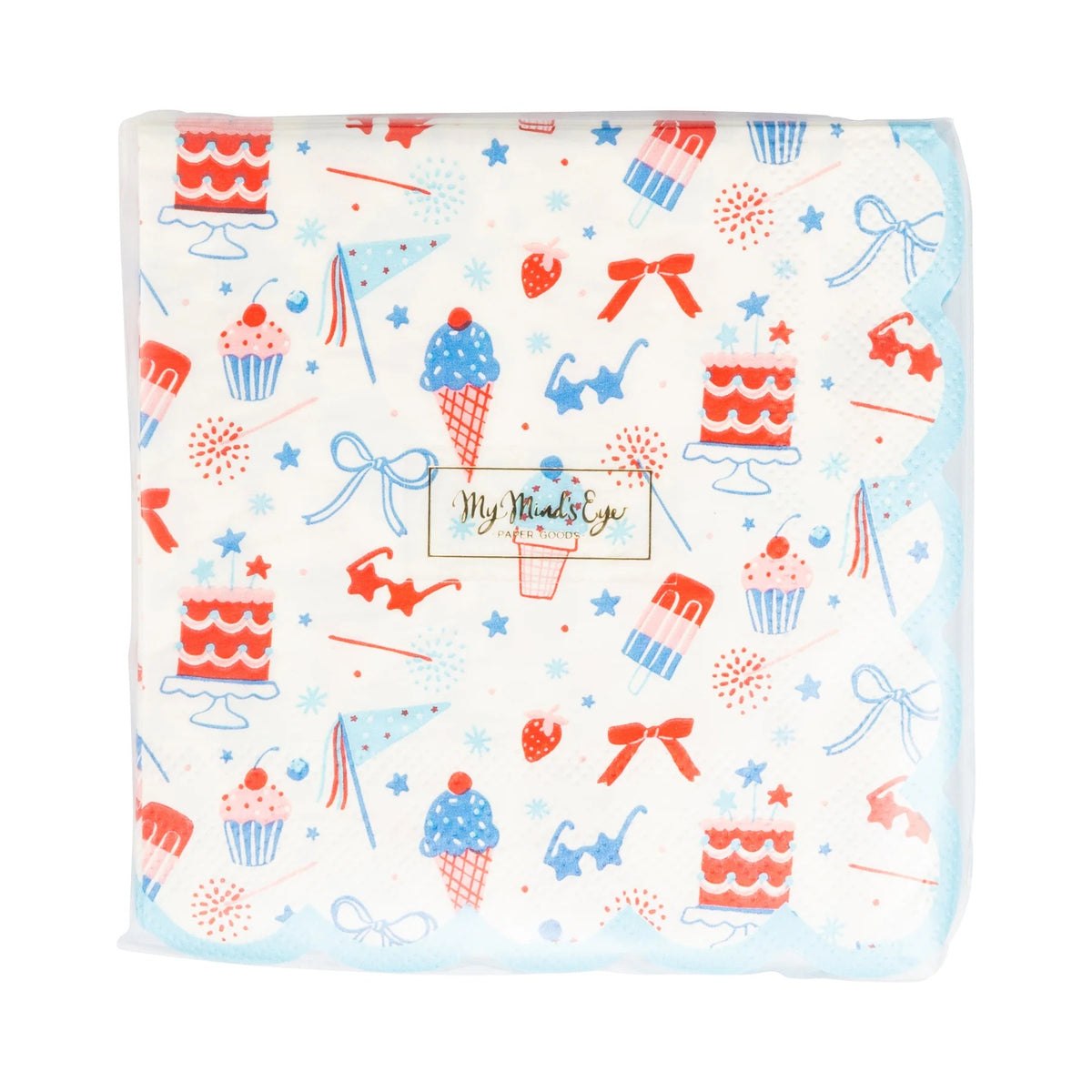 Summertime Pattern Cocktail Napkin, 24ct | Patriotic Napkins, July 4th Paper Napkins, 4th of July Party Decor, Summer Party Birthday Ideas