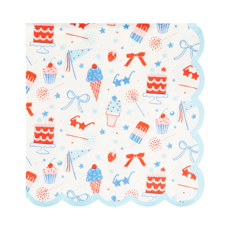 Summertime Pattern Cocktail Napkin, 24ct | Patriotic Napkins, July 4th Paper Napkins, 4th of July Party Decor, Summer Party Birthday Ideas