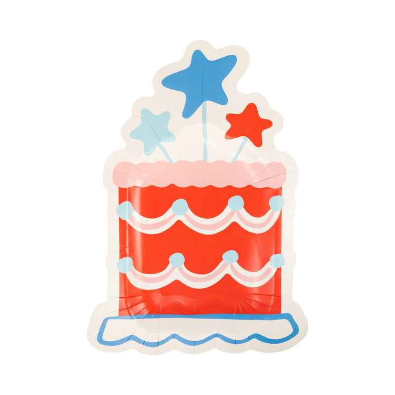 Summer Cake Shaped 11" Paper Plate, 8ct | Patriotic Plates, July 4th Paper Plates, First Birthday, One Little Firecracker, Birthday Plates