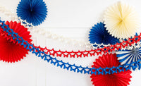 Red, White, and Blue Star Tissue Garland Set | 4th of July Banner, Patriotic Banner, Summer Birthday Party, 4th of July Party Decor