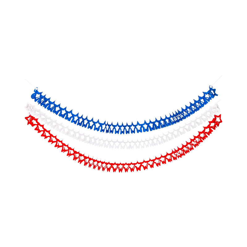 Red, White, and Blue Star Tissue Garland Set | 4th of July Banner, Patriotic Banner, Summer Birthday Party, 4th of July Party Decor
