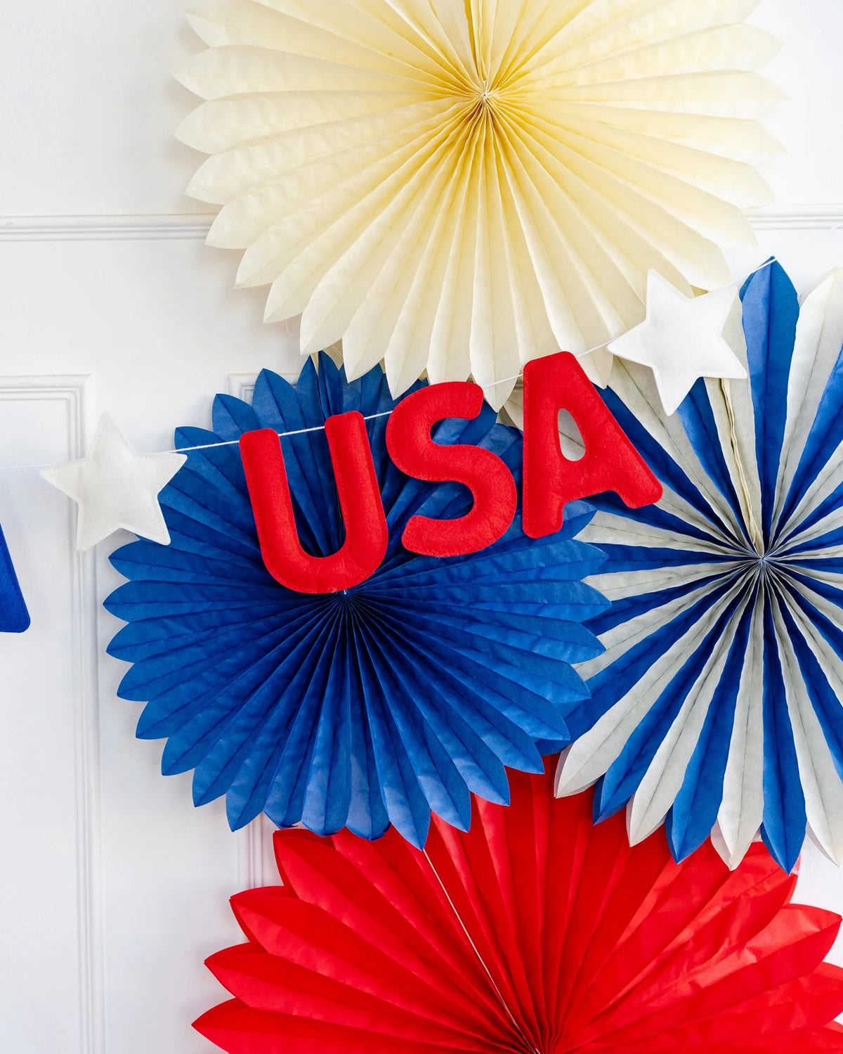 USA Puffy Felt Banner | 4th of July Banner, Patriotic Garland, Summer Birthday Party, 4th of July Party Decor, USA Photo Booth Banner