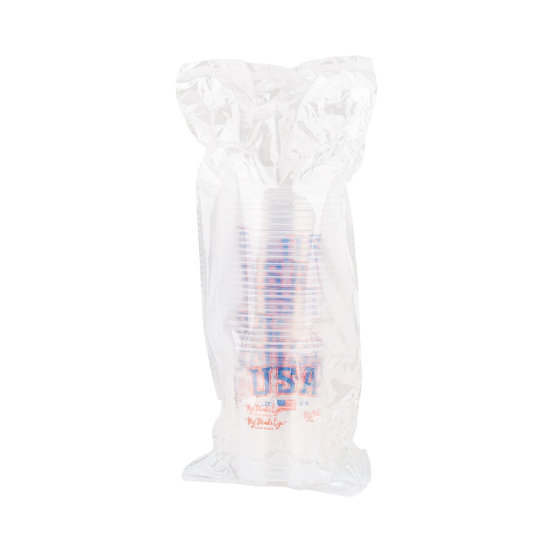 USA Clear Plastic Cups, 24ct | Memorial Day Cups, American Flag Cups, Patriotic Paper Cups, July 4th Party Cups, Red White and Blue Cups