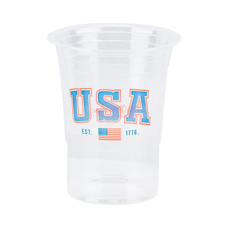 USA Clear Plastic Cups, 24ct | Memorial Day Cups, American Flag Cups, Patriotic Paper Cups, July 4th Party Cups, Red White and Blue Cups