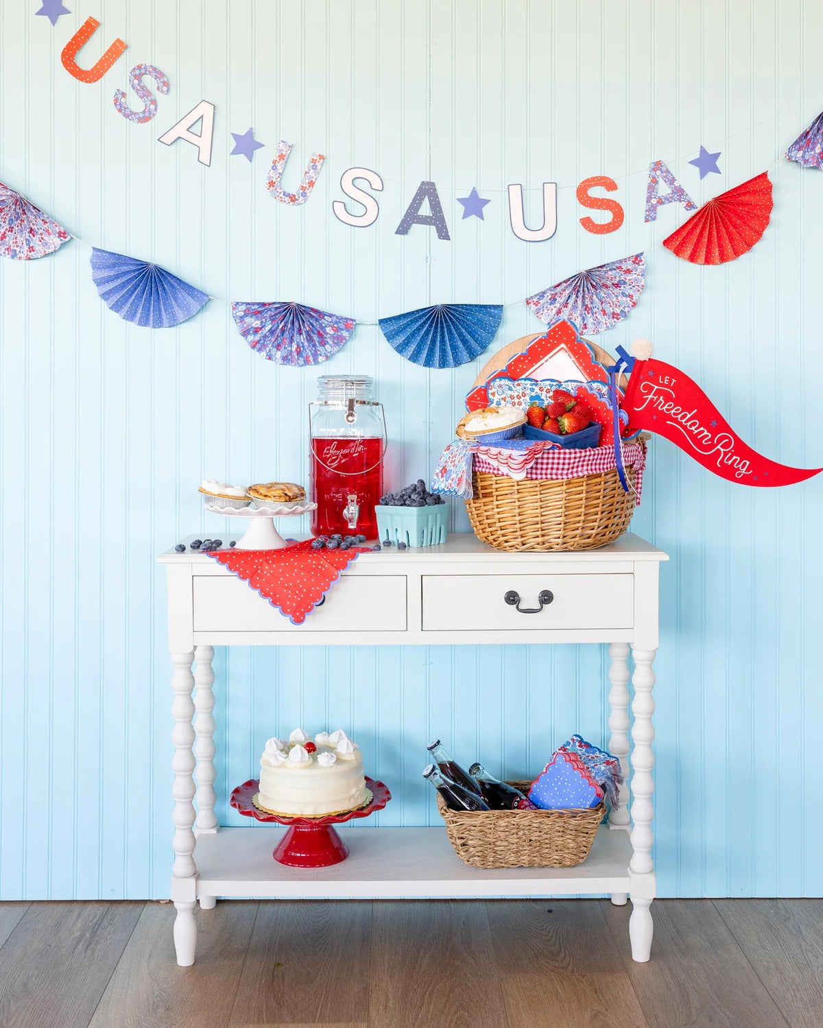 Let Freedom Ring Felt Pennant Banner | July 4th Flag, 4th of July Party, 4th of July Party Decor, Party Wand, 4th of July Gift Basket