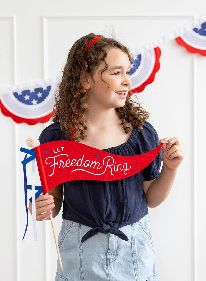 Let Freedom Ring Felt Pennant Banner | July 4th Flag, 4th of July Party, 4th of July Party Decor, Party Wand, 4th of July Gift Basket
