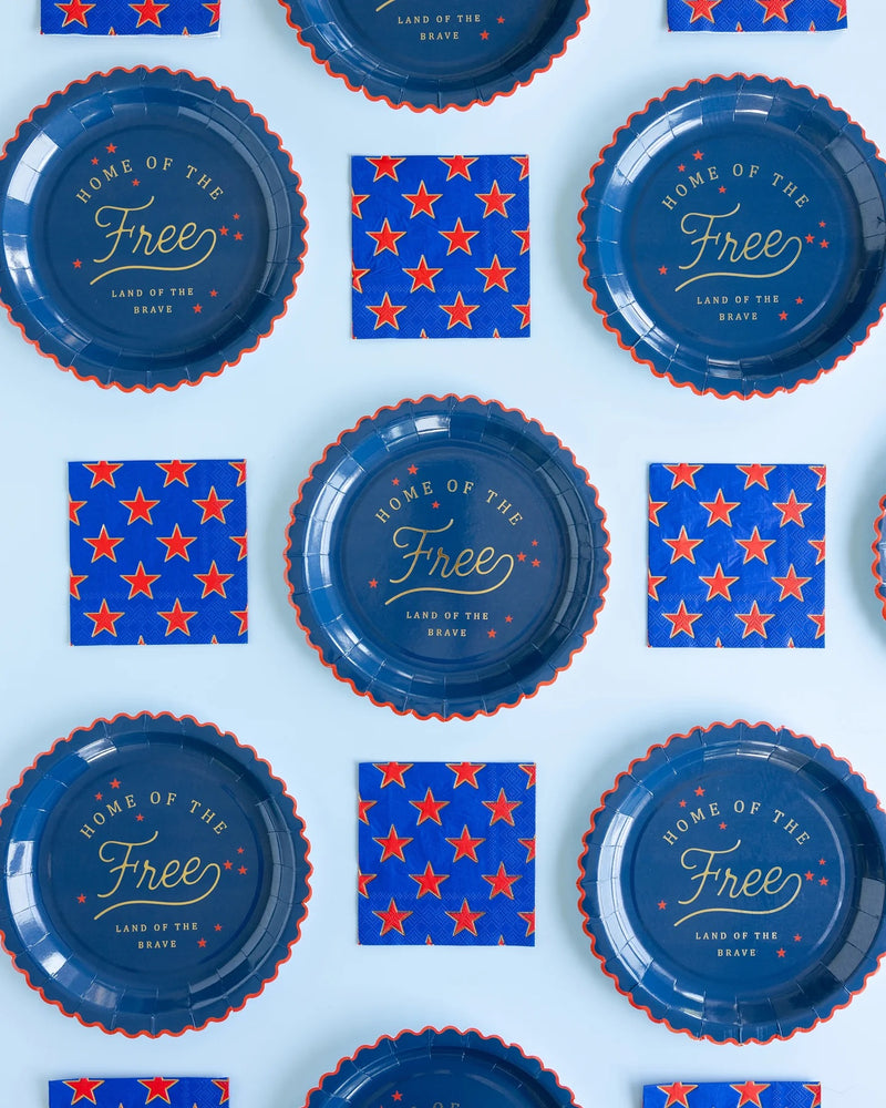 Gold Star Cocktail Napkins, 18ct | Patriotic Napkins, July 4th Paper Napkins, 4th of July Party Supplies, Fourth of July Tableware, Beverage
