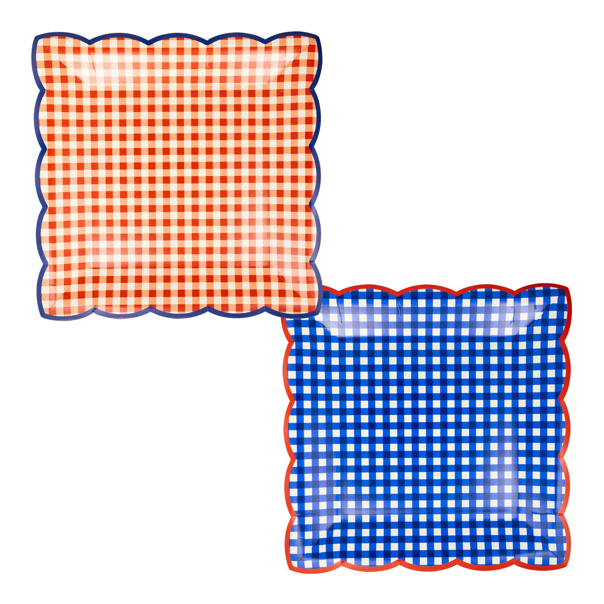Red & Blue Gingham 9" Paper Plates, 8ct | Patriotic Plates, July 4th Paper Plates, 4th of July Party Supplies, Paper Dinner Plates