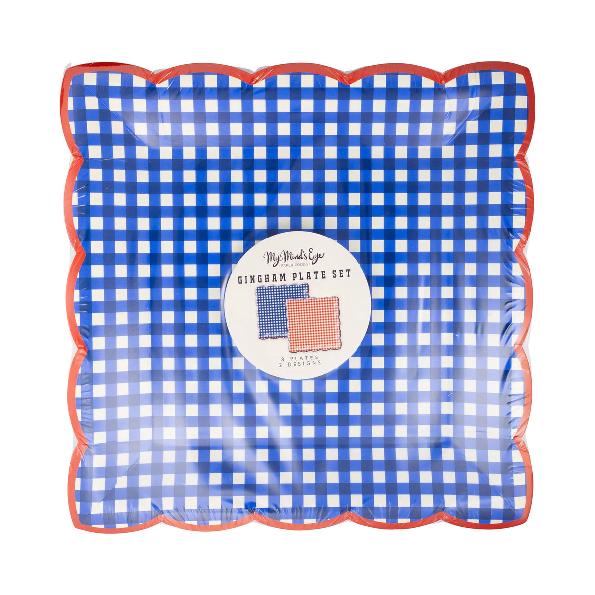 Red & Blue Gingham 9" Paper Plates, 8ct | Patriotic Plates, July 4th Paper Plates, 4th of July Party Supplies, Paper Dinner Plates