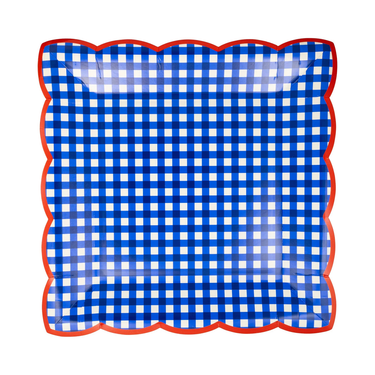 Red & Blue Gingham 9" Paper Plates, 8ct | Patriotic Plates, July 4th Paper Plates, 4th of July Party Supplies, Paper Dinner Plates