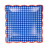 Red & Blue Gingham 9" Paper Plates, 8ct | Patriotic Plates, July 4th Paper Plates, 4th of July Party Supplies, Paper Dinner Plates