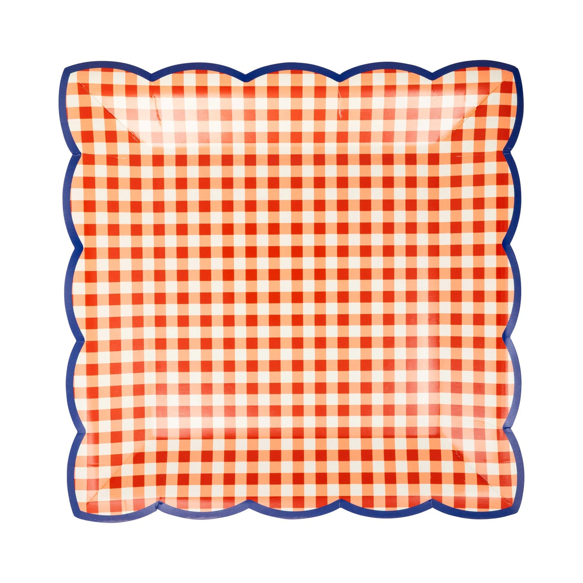 Red & Blue Gingham 9" Paper Plates, 8ct | Patriotic Plates, July 4th Paper Plates, 4th of July Party Supplies, Paper Dinner Plates