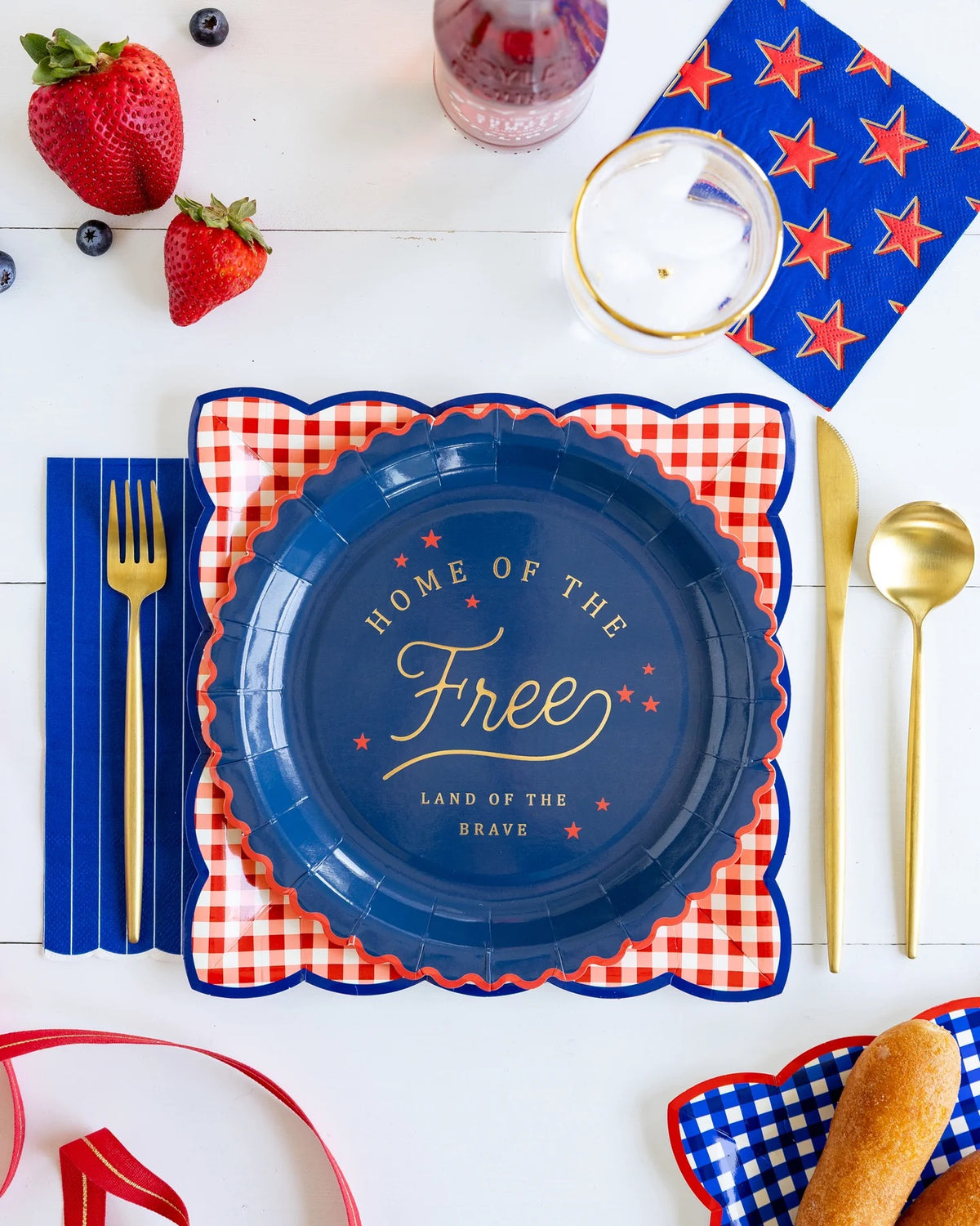 Home of the Free 9" Paper Plates, 8ct | Patriotic Plates, July 4th Paper Plates, 4th of July Party Supplies, Paper Dinner Plates, Patriotic