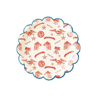 4th of July liberty paper plates with scalloped edge.