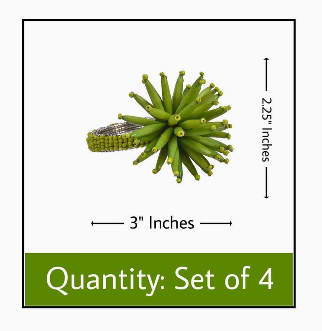 Green beaded napkin rings. 