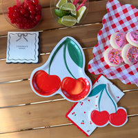 Shirley She Didn't Graduate party table with cherry tableware