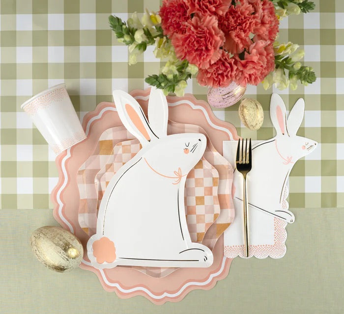 Olive Gingham Paper Table Runner