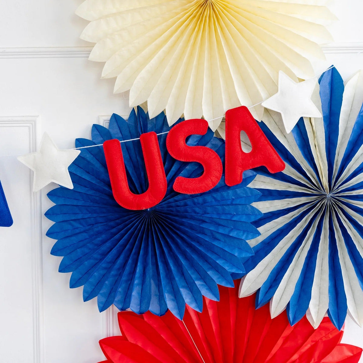 USA Puffy Felt Banner | 4th of July Banner, Patriotic Garland, Summer Birthday Party, 4th of July Party Decor, USA Photo Booth Banner